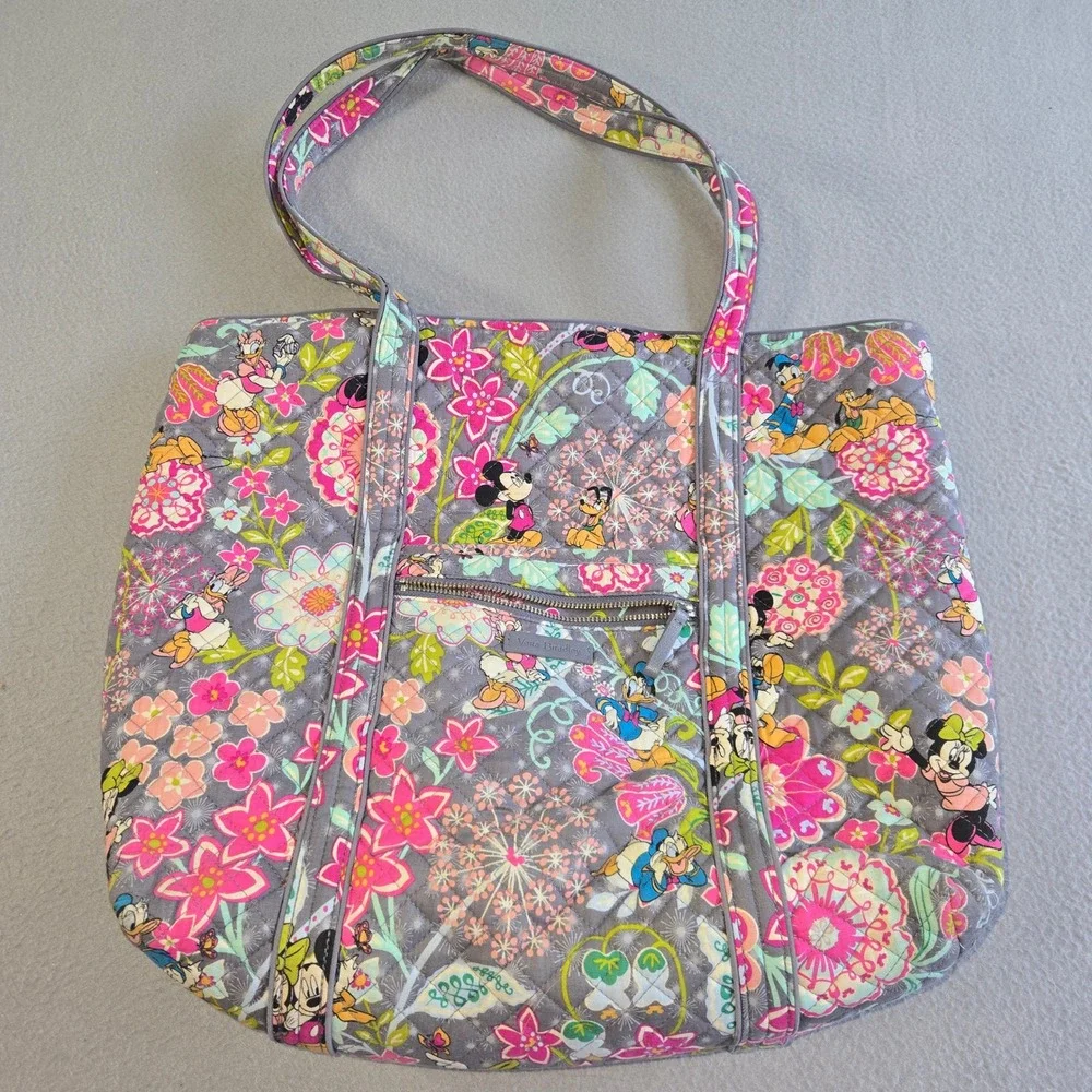Vera Bradley Tote Disney Parks Women Large Gray Mickey's Whimsical Paisley Quilt